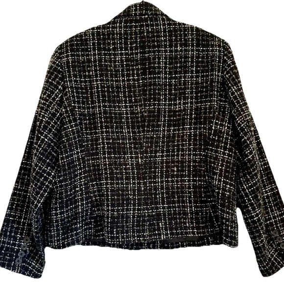 Coldwater Creek Wool Blend Blazer Womens 16P Black Tweed Career Jacket Petite - Picture 7 of 8